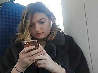 Candid hot blonde on the train