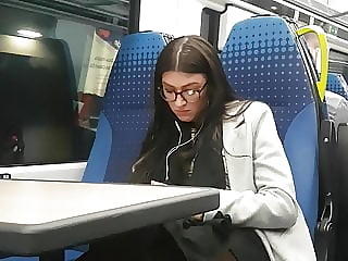 Candid sexy girls on the Train in tights