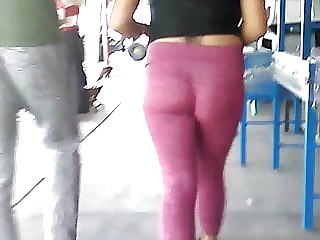 Pink Lycra ass walked on the street